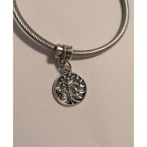 Silver Tree of Life Dangle Charm for Bracelet Nature Jewelry Pendant